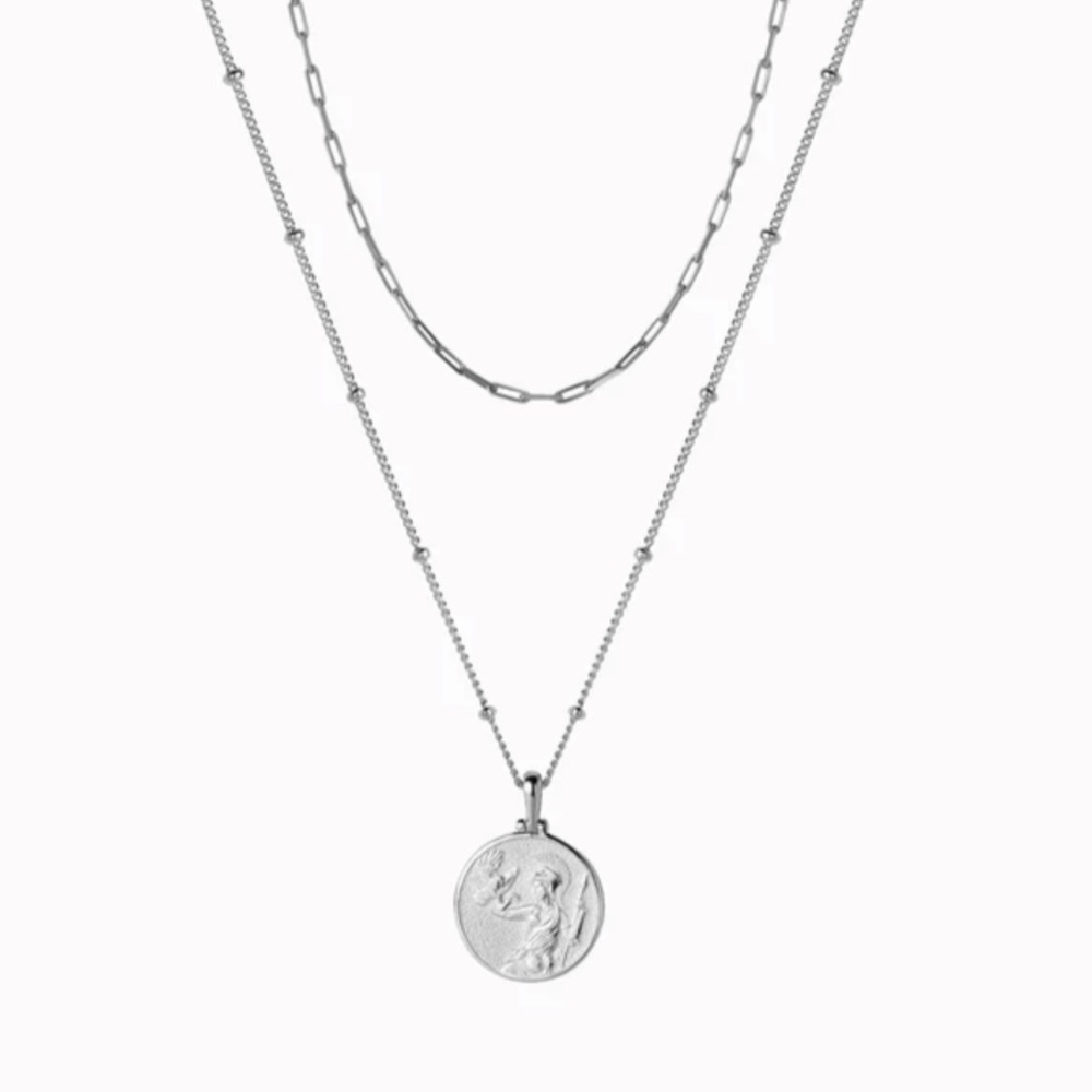 Awe Inspired Mini Athena and Saturn Necklace in Silver